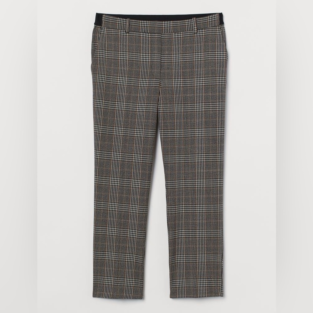 H&M+ Pull-on Slacks women Pants Brown Plaid size Large